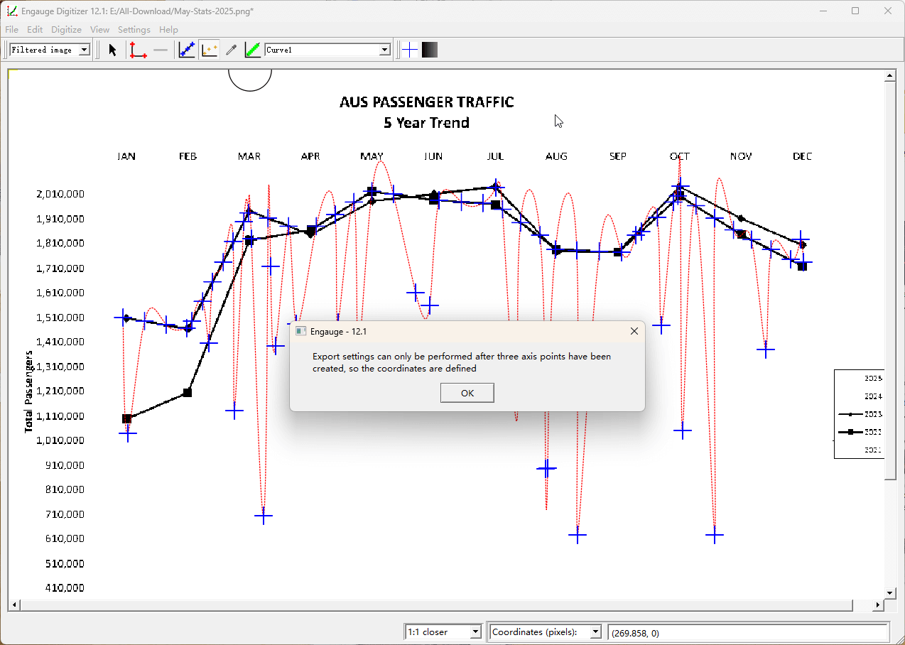 Export settings dialog window for CSV and Excel output